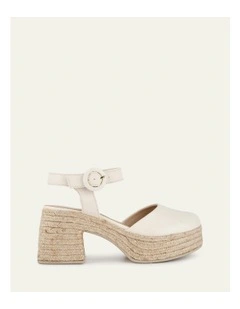 Leather Dina High Heel Espadrilles in Off White
