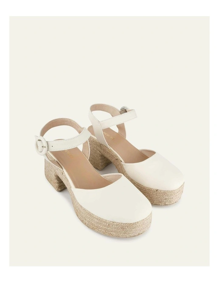 Leather Dina High Heel Espadrilles in Off White image 2