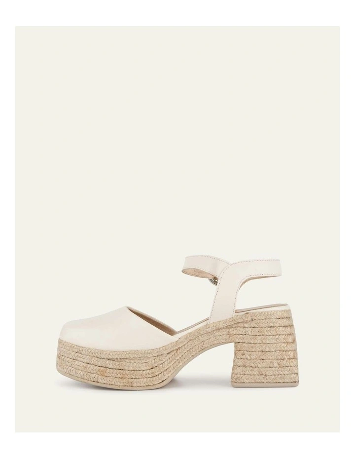 Leather Dina High Heel Espadrilles in Off White image 5