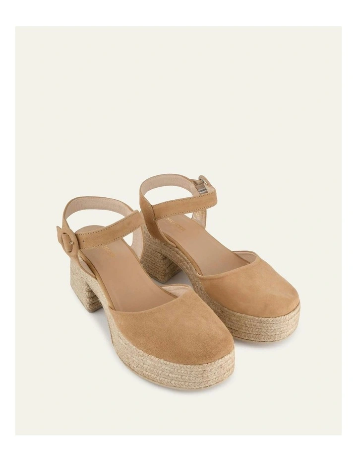 Suede Dina High Heel Espadrilles in Taupe image 2