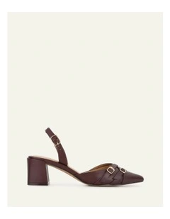 Leather Coby Low Heels in Brown