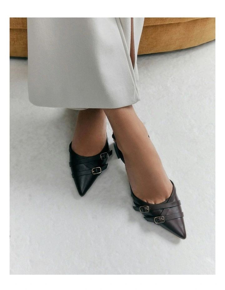 Leather Coby Low Heels in Brown image 2