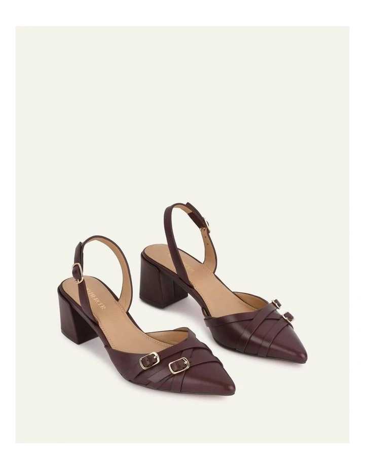 Leather Coby Low Heels in Brown image 3