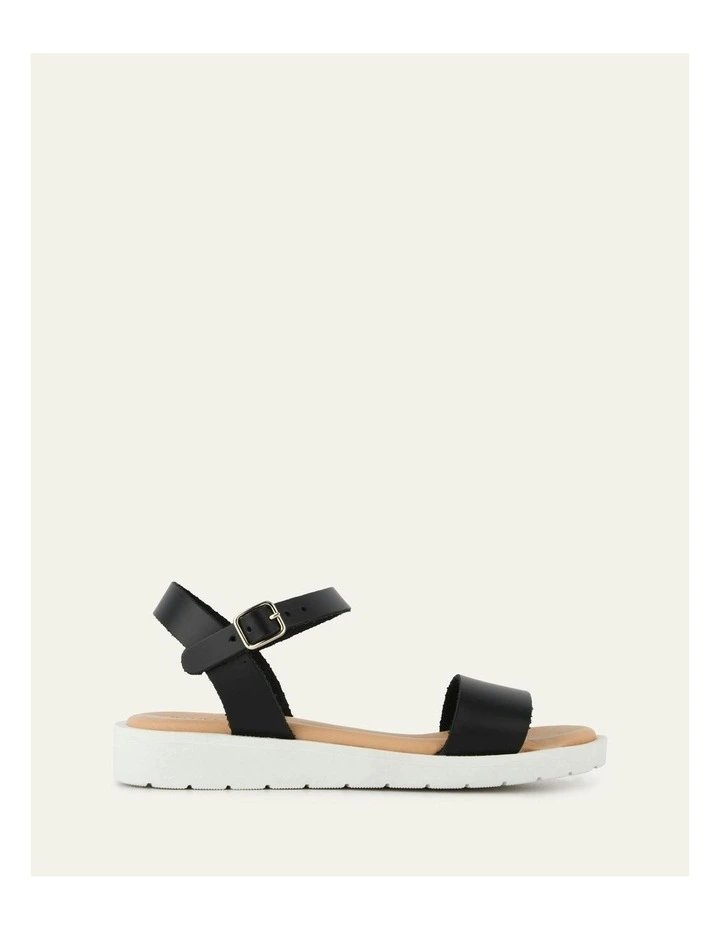 Leather Robin Flat Sandals in Black image 1