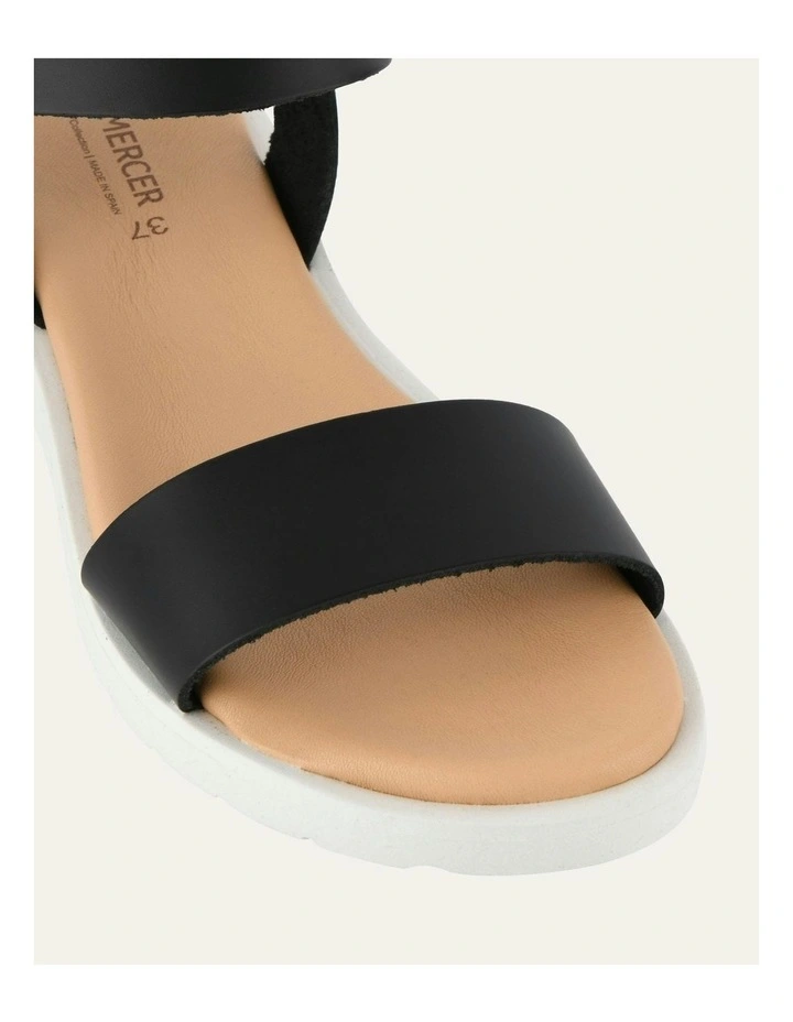 Leather Robin Flat Sandals in Black image 4