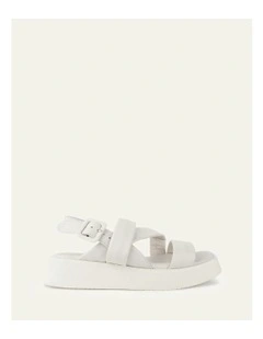Zia Flat Leather Sandals in White