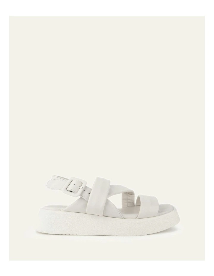 Zia Flat Leather Sandals in White image 1
