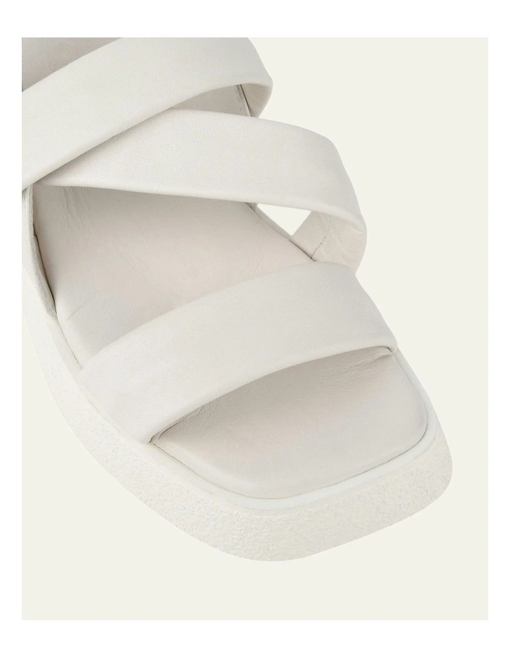 Zia Flat Leather Sandals in White image 3