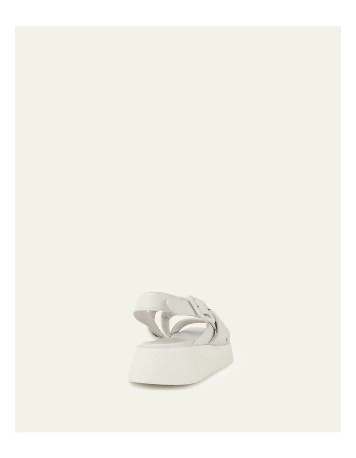 Zia Flat Leather Sandals in White image 4