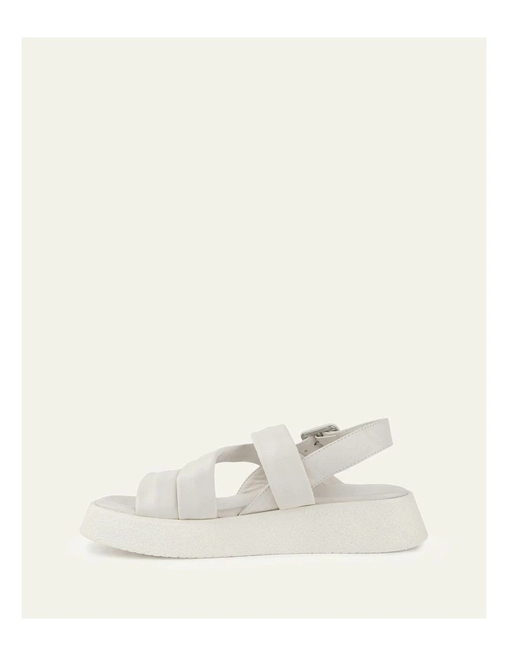 Zia Flat Leather Sandals in White image 5