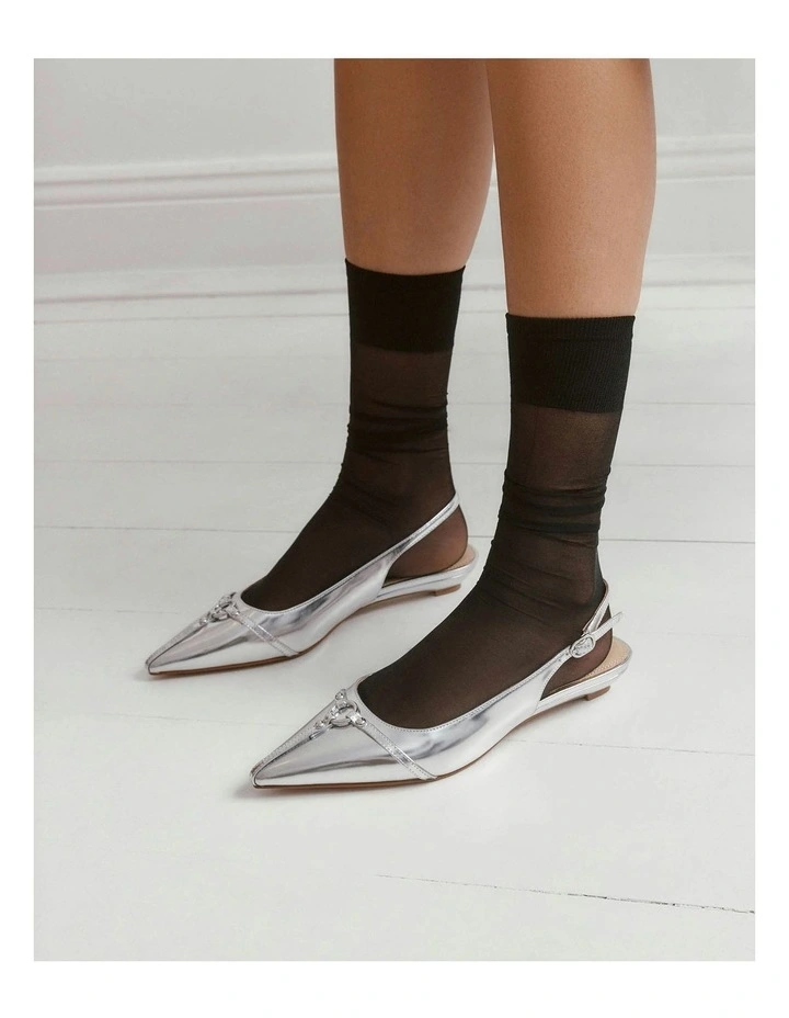Victoria Dress Flats in Silver image 3