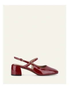 Jenna Low Heels in Ruby Red Patent