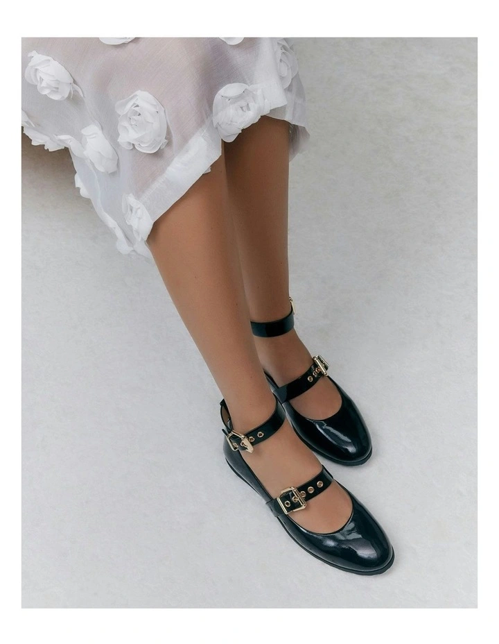 Hera Casual Flats in Black Crinkle Patent image 2