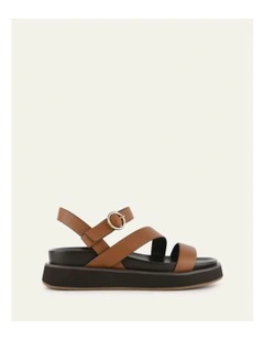 Marais Flat Sandals in Dark Tan Leather