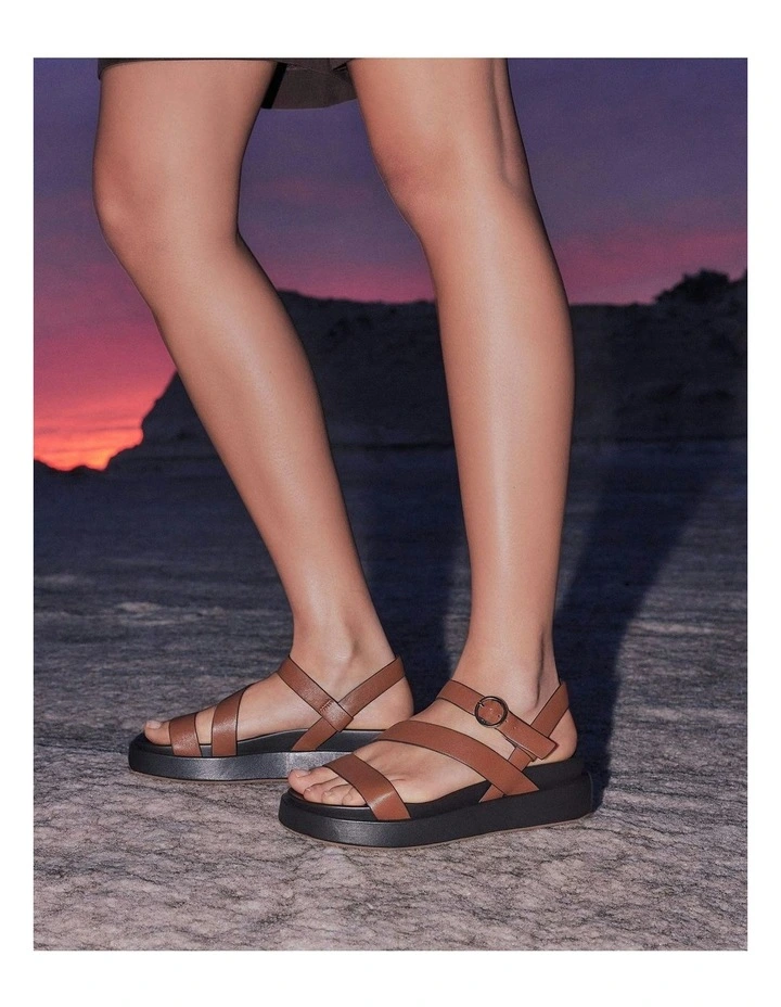 Marais Flat Sandals in Dark Tan Leather image 2