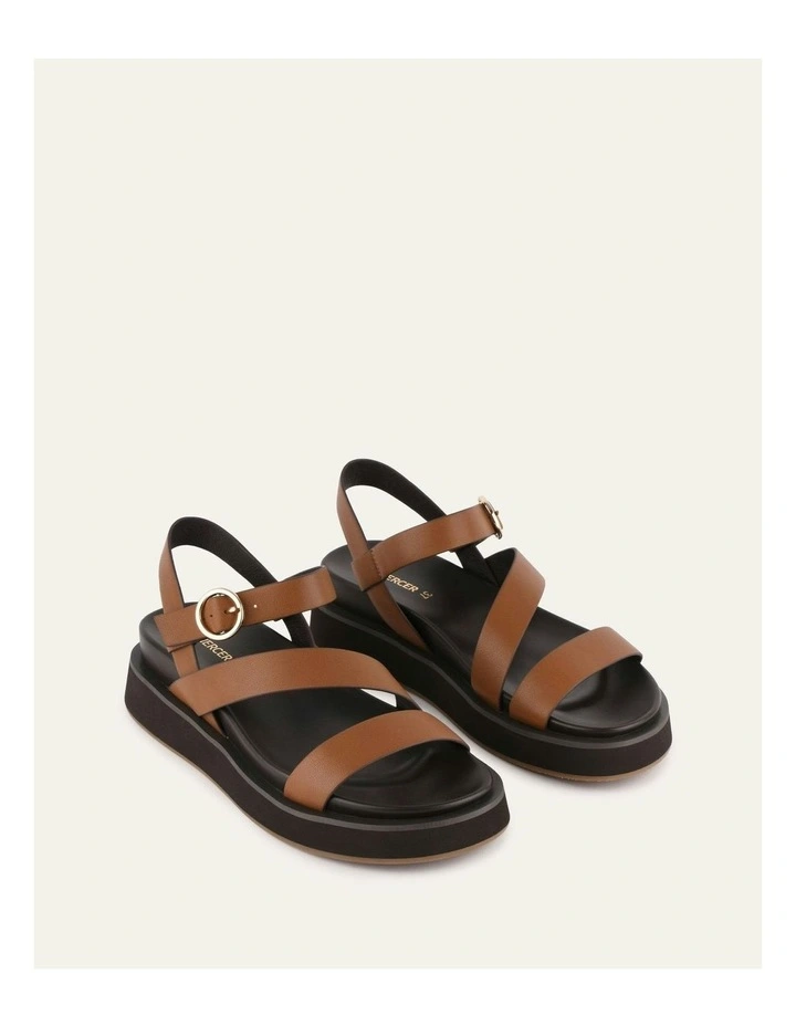 Marais Flat Sandals in Dark Tan Leather image 4