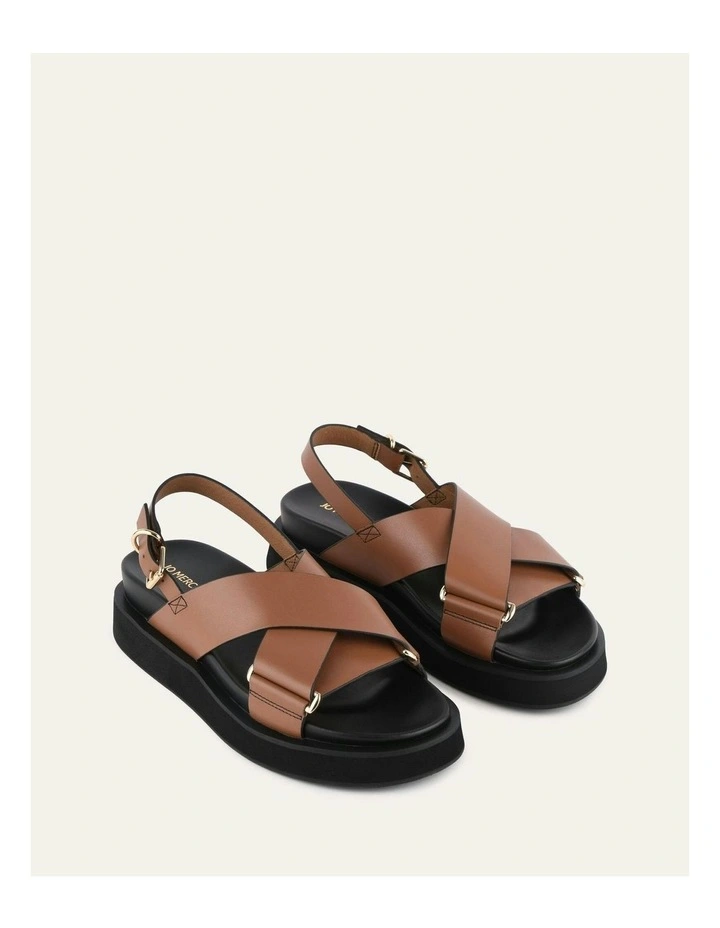 Marley Flat Sandals in Dark Tan Leather image 3