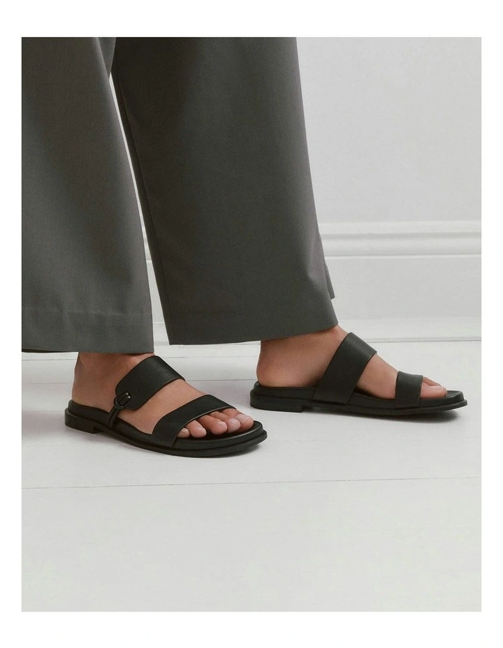 Hayes Flat Sandals in Black Leather image 2