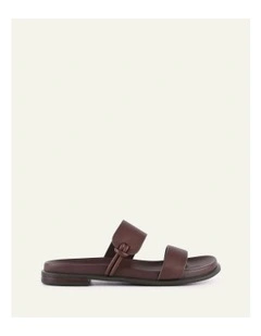 Hayes Flat Sandals in Brown Leather