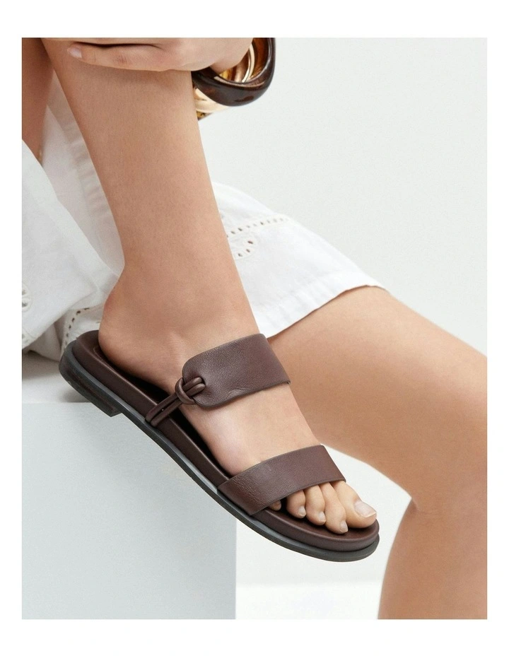 Hayes Flat Sandals in Brown Leather image 2
