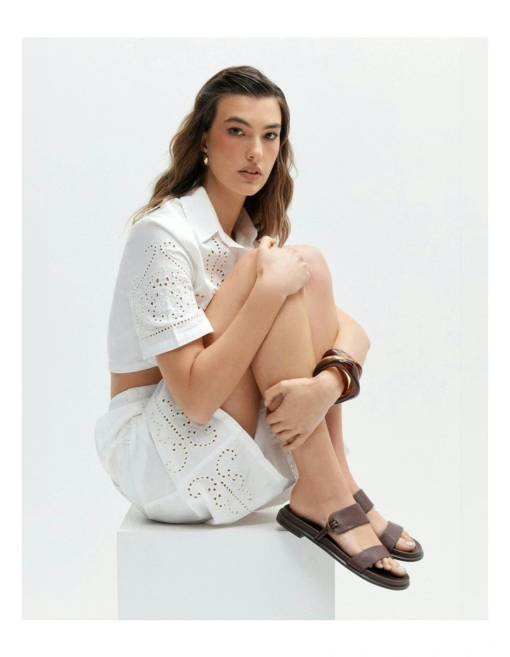 Hayes Flat Sandals in Brown Leather image 7