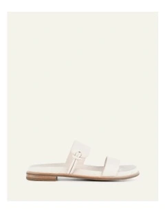 Hayes Flat Sandals in Off White Leather