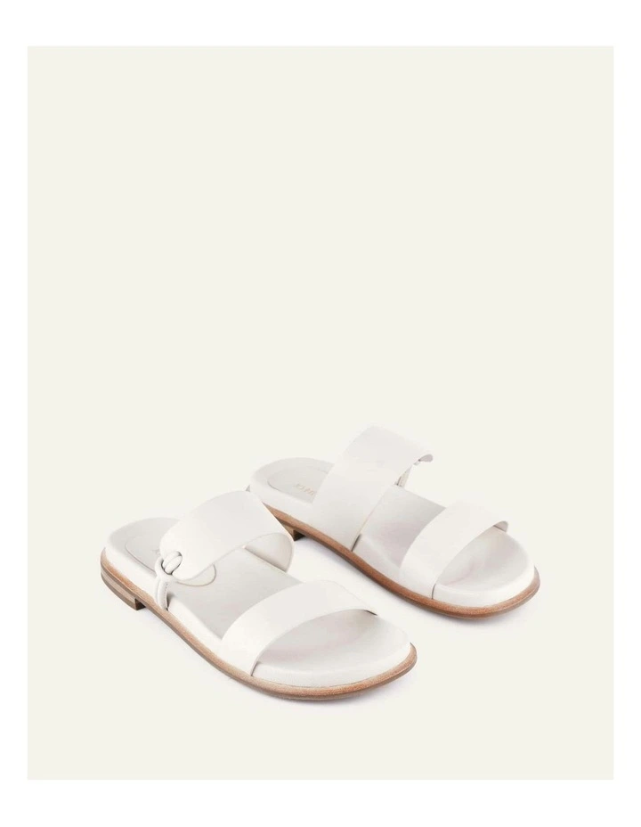 Hayes Flat Sandals in Off White Leather image 3