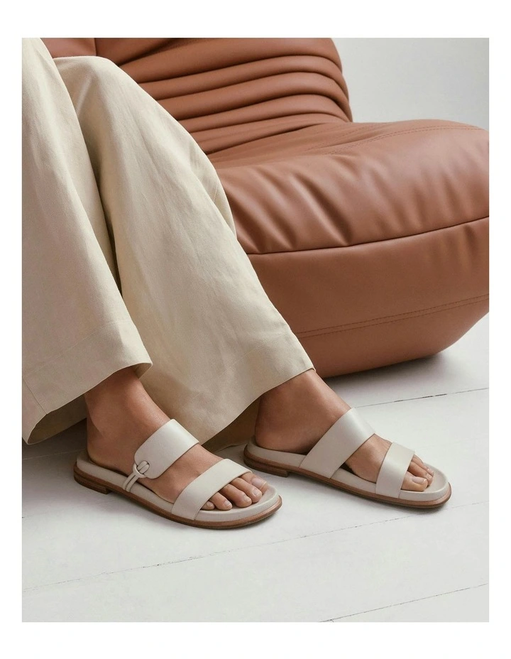 Hayes Flat Sandals in Off White Leather image 7