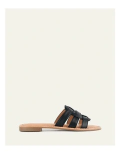 Jasper Flat Sandals in Black Leather