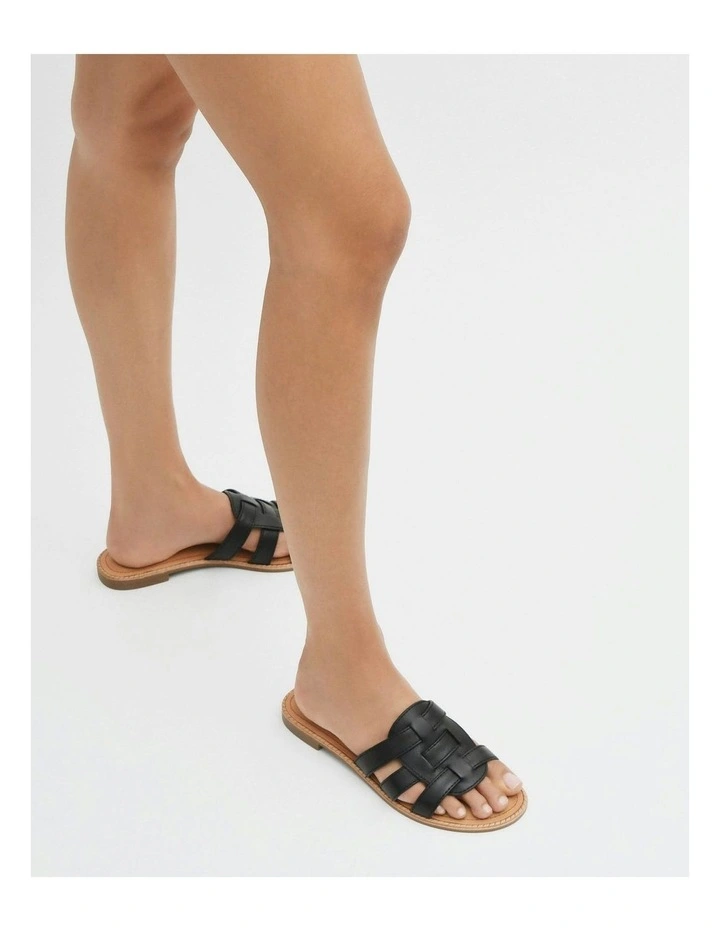 Jasper Flat Sandals in Black Leather image 2
