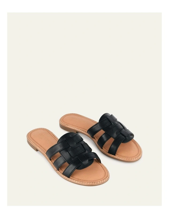 Jasper Flat Sandals in Black Leather image 3