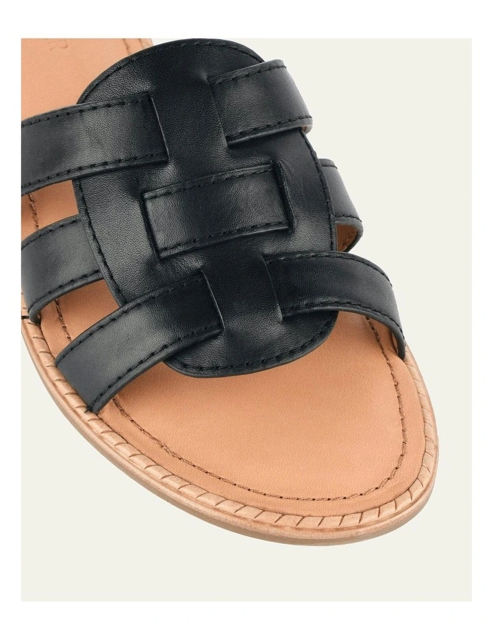 Jasper Flat Sandals in Black Leather image 4