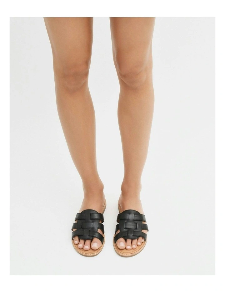 Jasper Flat Sandals in Black Leather image 7