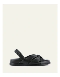 Vincent Flat Sandals in Black Leather