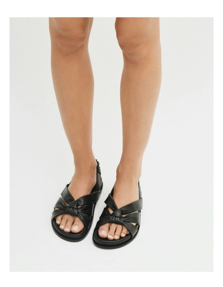 Vincent Flat Sandals in Black Leather image 2