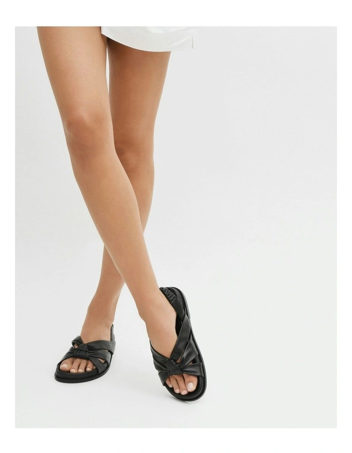 Vincent Flat Sandals in Black Leather image 7