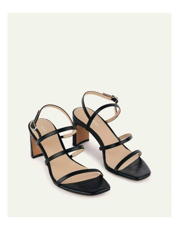 Nix Mid Heel Sandals in Black image 3