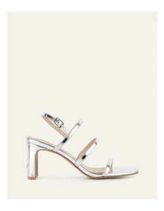 Nix Mid Heel Sandals in Silver