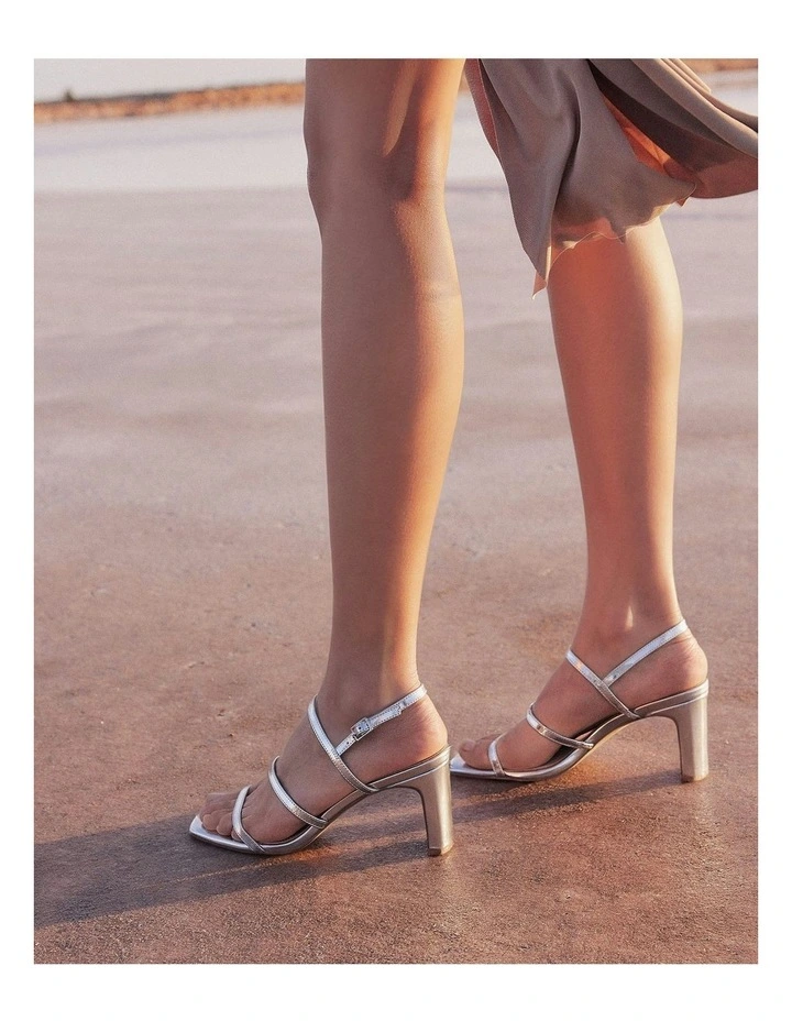 Nix Mid Heel Sandals in Silver image 2