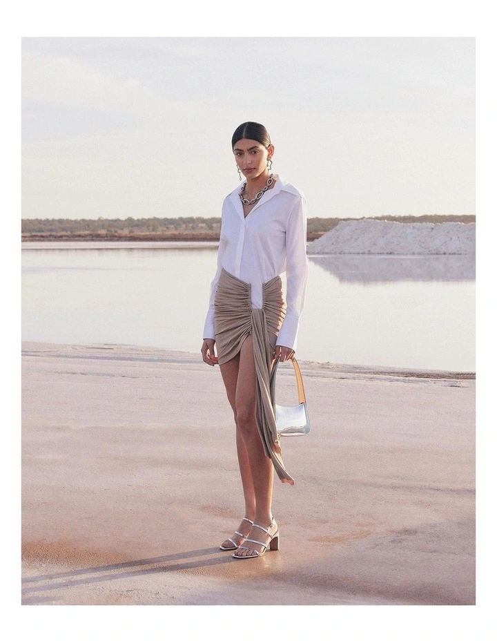 Nix Mid Heel Sandals in Silver image 3