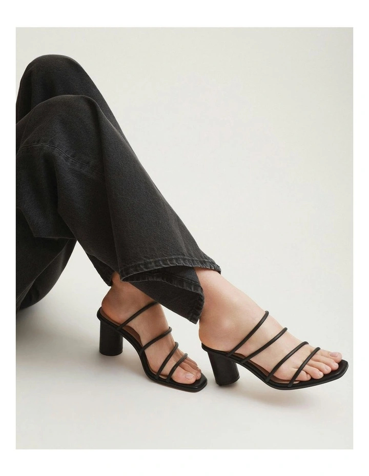 Naomi Mid Heel Sandals in Black image 2