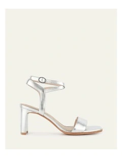 Natsu Mid Heel Sandals in Soft Silver