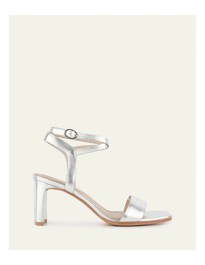 Natsu Mid Heel Sandals in Soft Silver image 1