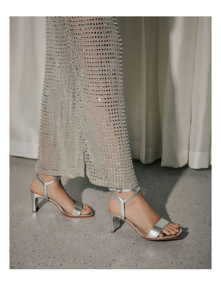 Natsu Mid Heel Sandals in Soft Silver image 2