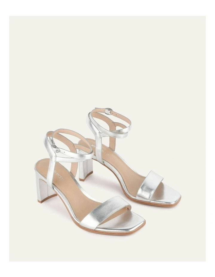 Natsu Mid Heel Sandals in Soft Silver image 3