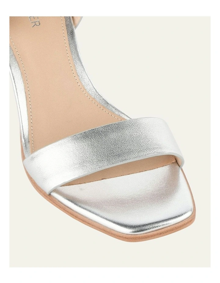 Natsu Mid Heel Sandals in Soft Silver image 4