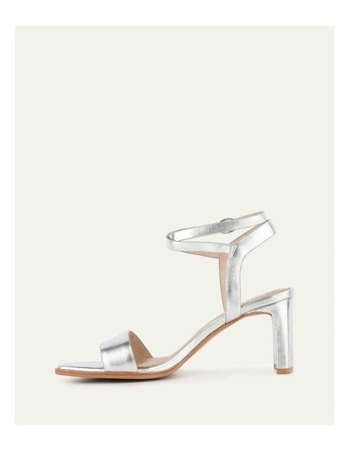 Natsu Mid Heel Sandals in Soft Silver image 6
