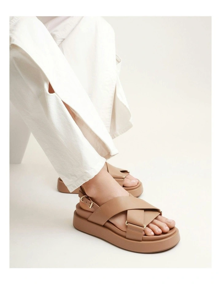 Marley Flat Sandals in Tan image 2