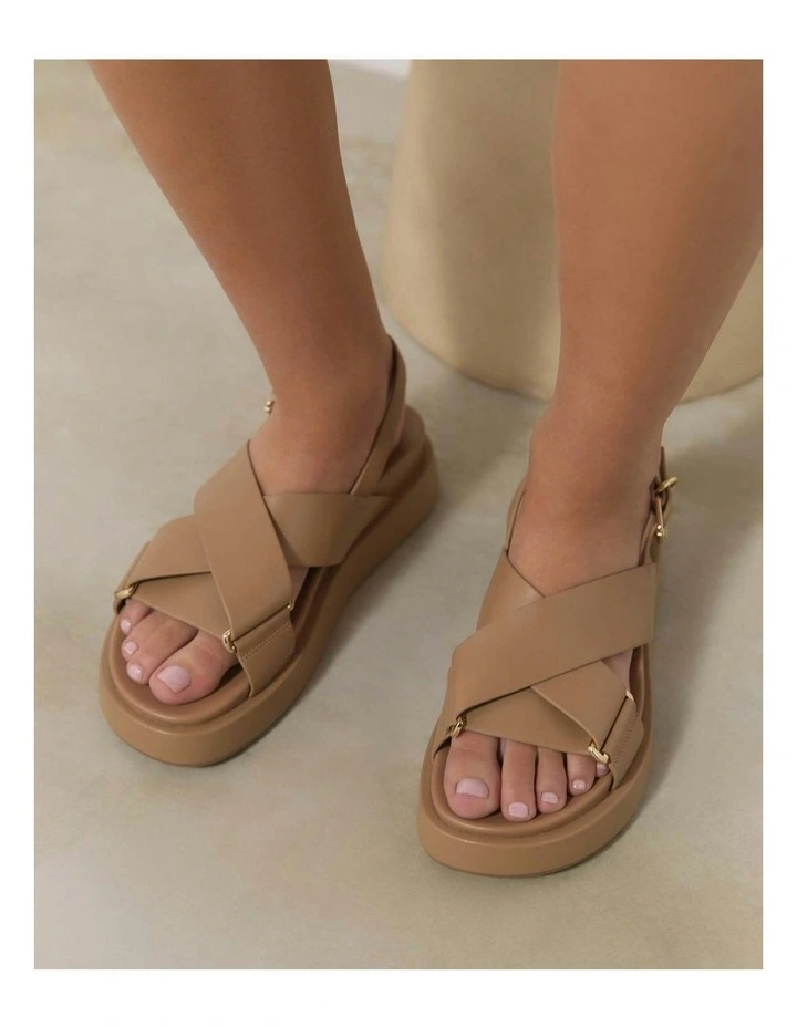 Marley Flat Sandals in Tan image 7