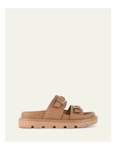 Vichy Flat Sandals in Tan